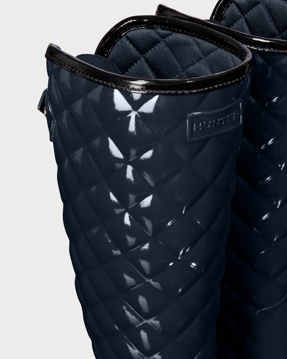 Galochas Altas Hunter Feminina Azul Marinho - Refined Adjustable Quilted Gloss - 34QRIUHTO